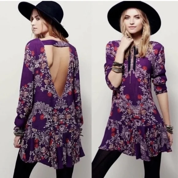 Free People Purple Floral Tunic - Picture 1 of 4